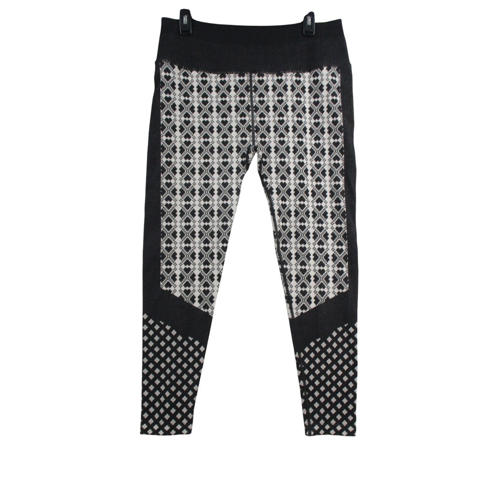 All in Motion Womens Black White Geometric Heart Pattern Leggings Activewear XXL
